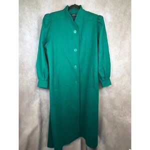 VTG 70s ALORNA Emerald Green 100% Wool Car Coat Button Front Pockets Made in USA